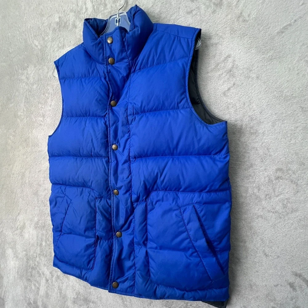 Lands' End Down Puffer Vest Blue Men's Small 34 36 Snap Front Outdoor‎ Winter
